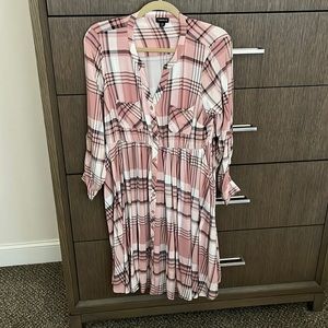 Pink Plaid Dress w/POCKETS
